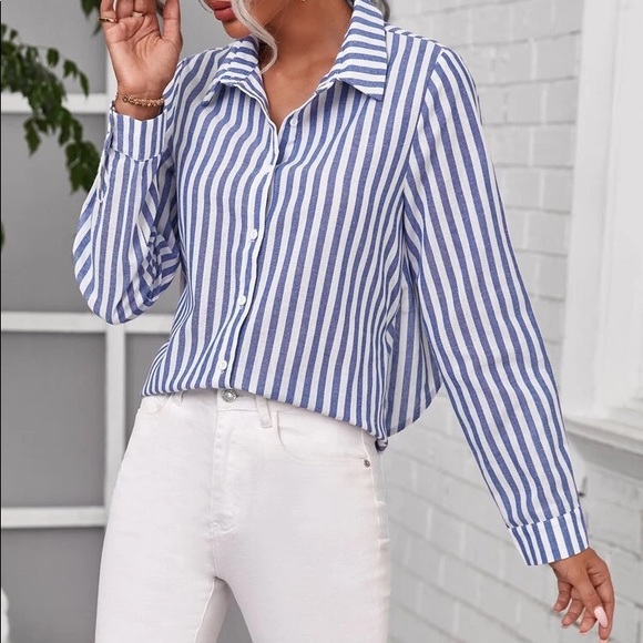 Shein tied back striped blouse - Picture 6 of 6